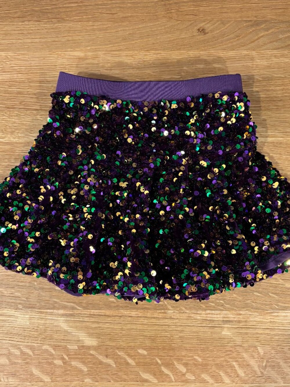 Fleurty Girl New Orleans Mardi Gras Toddler 2-3T sequin skirt/skort